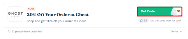 A box will show the Ghost voucher code to use on your purchase