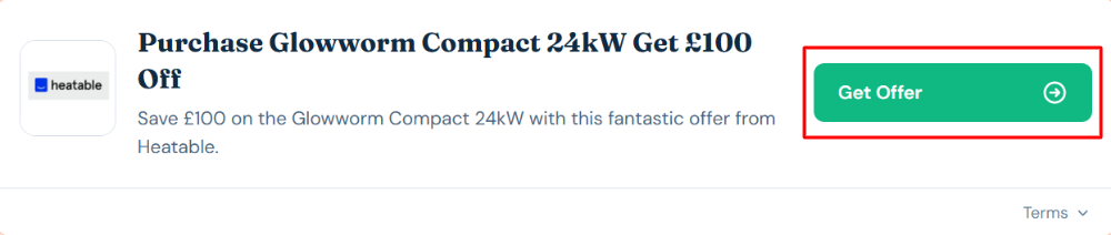 A Heatable offer with "Get Offer" in a red box