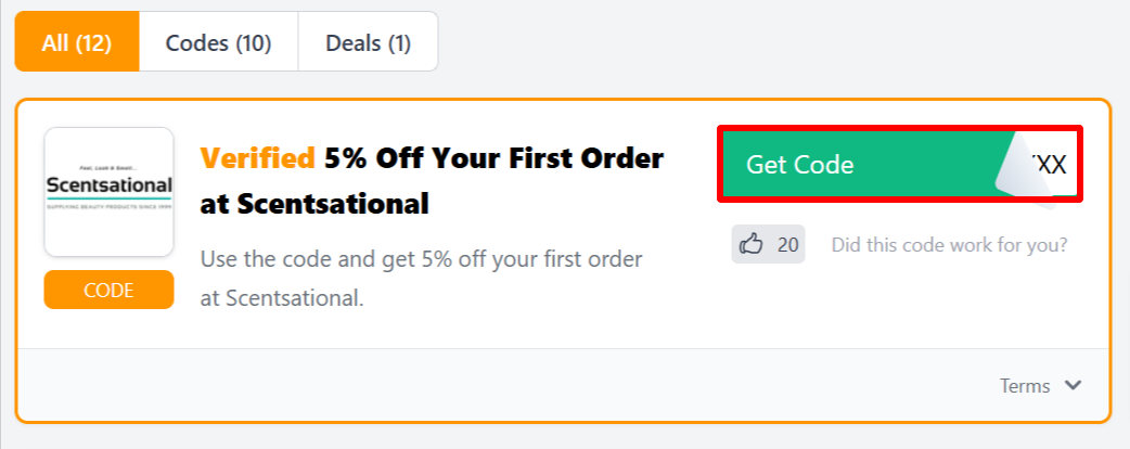 The Love Discount Vouchers page showing discount codes to use on your purchase
