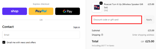 A box where you can add your Fila voucher code to redeem it