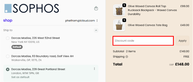 A red box is where you enter a Sophos Lifestyle promo code