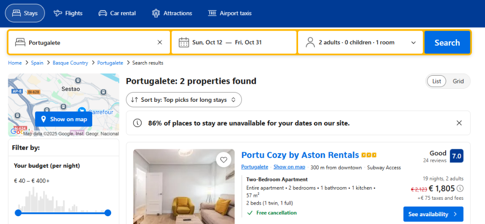 A list of options will load depending on the information you put in