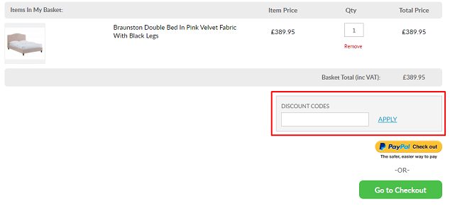 image showing the Elegant Furniture discount code box