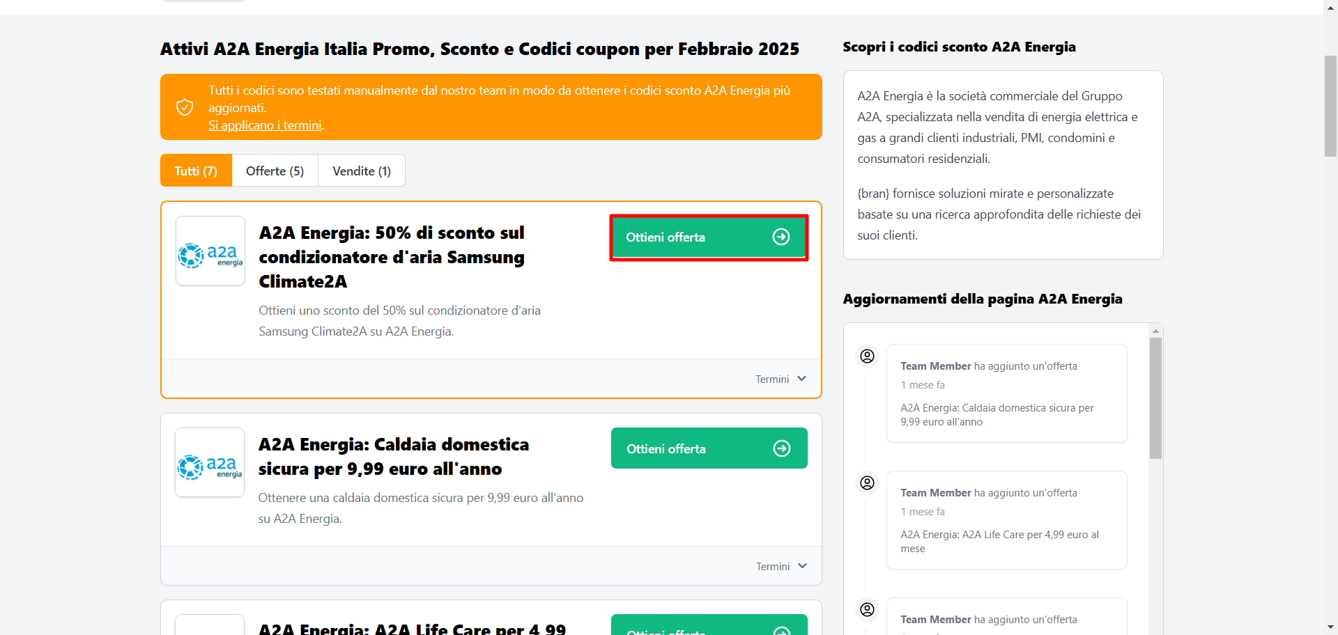 varie offerte come anche un codice sconto A2A Energia per poter risparmiare energia elettrica e gas
