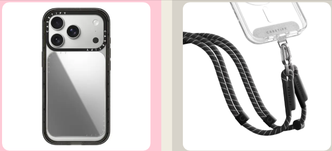 Casetify cases, charger, and screen to protect phone