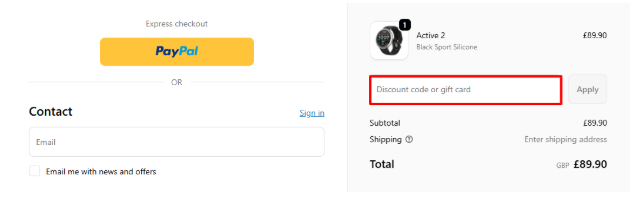 A box where you enter an Amazfit voucher code