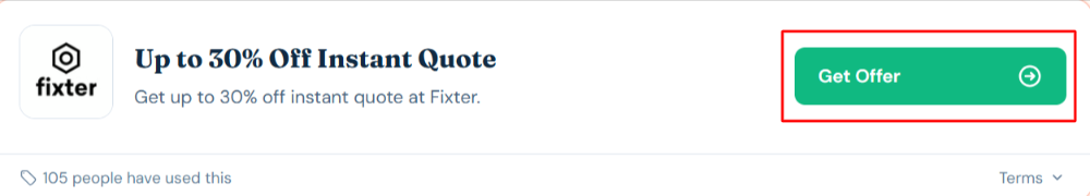 A Fixter offer with "Get Offer" in a red box