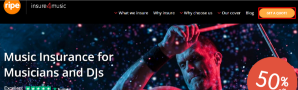 Starting the quote request process on the Insure4Music website