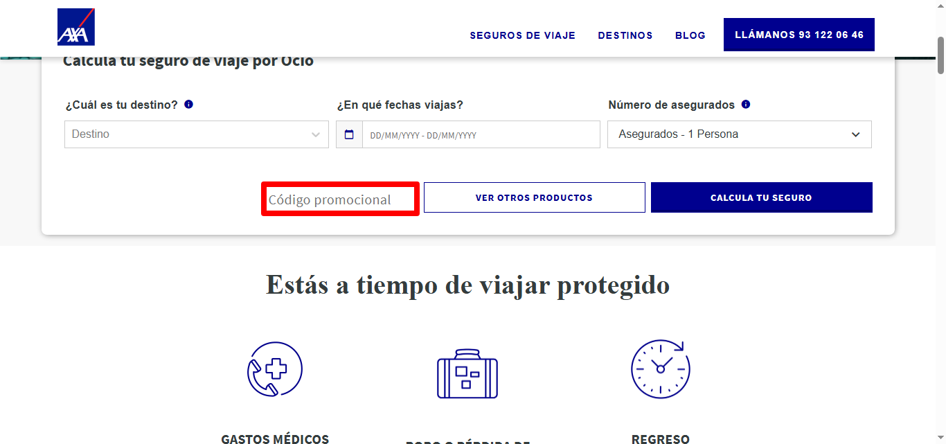 cuadro rojo para insertar el cupón de la marca