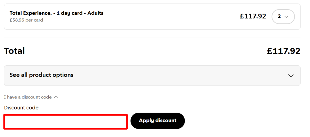 The I amsterdam checkout page with where to paste the I amsterdam voucher code in a red box