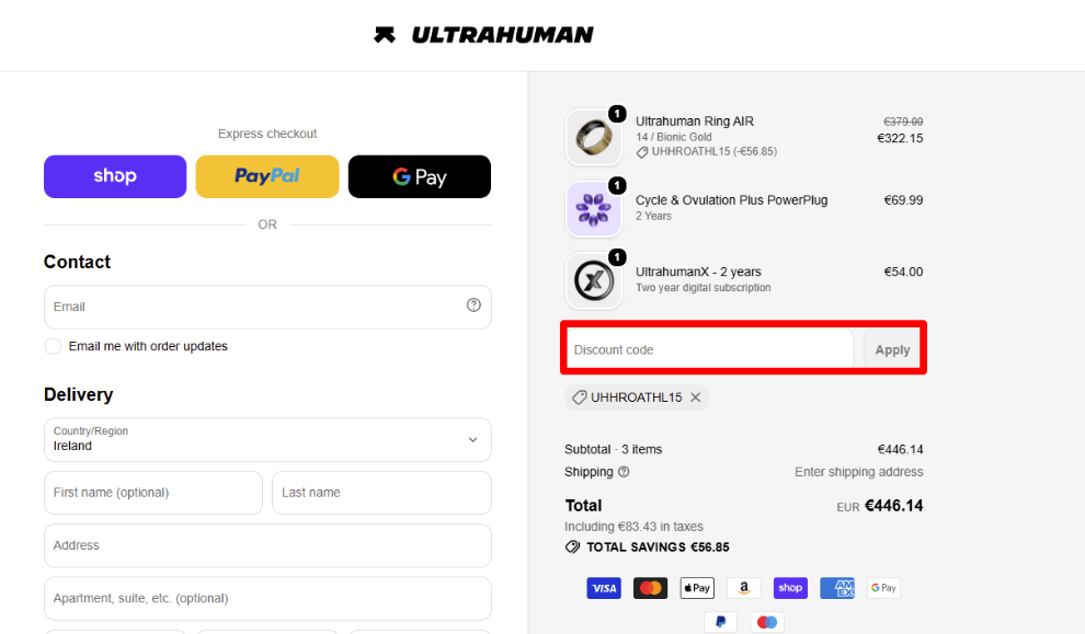 Paste your code in the red box to get your discount