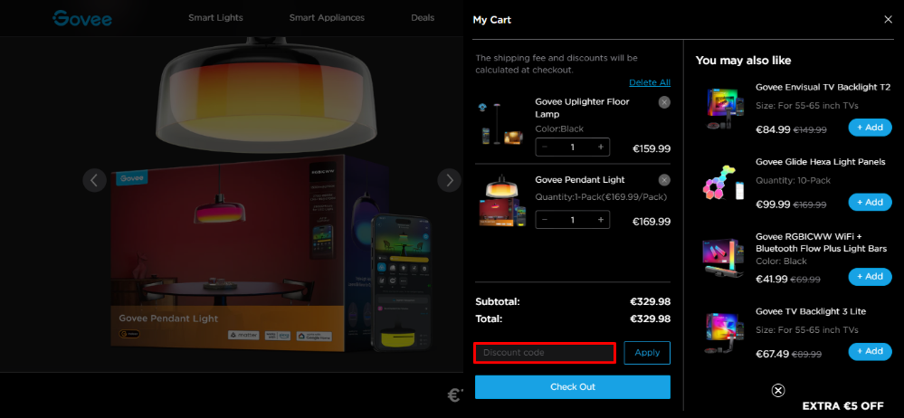 Apply your Govee discount code in the place provided