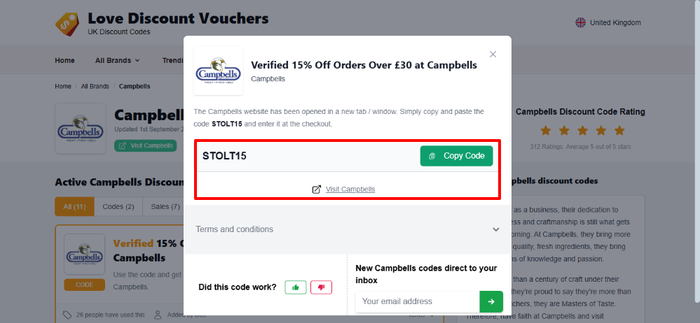 Love Discount Vouchers Campbells voucher code that yyou need to copy