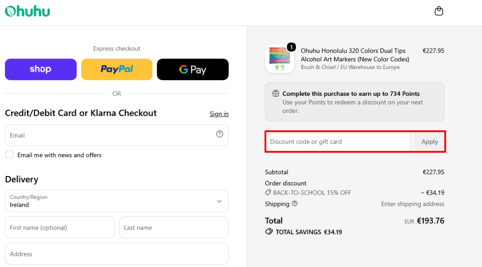 Paste your code in the red box to get your discount