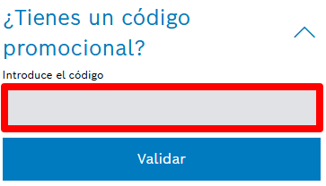 cuadro para introducir el código de la marca