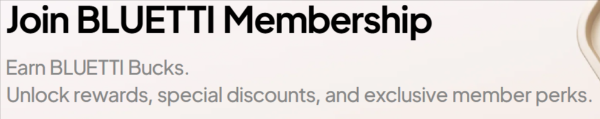 The Bluetti loyalty program banner from their website