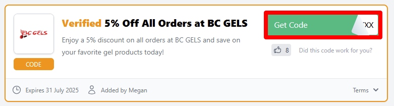 Get your code by clicking it