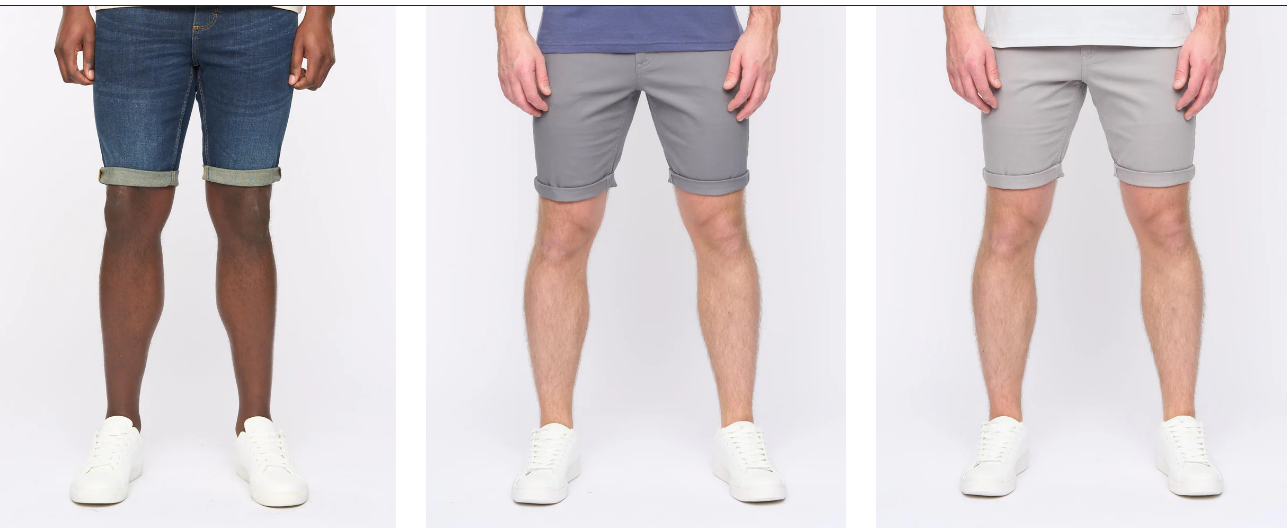 Three Duck and Cover shorts worn by different male models