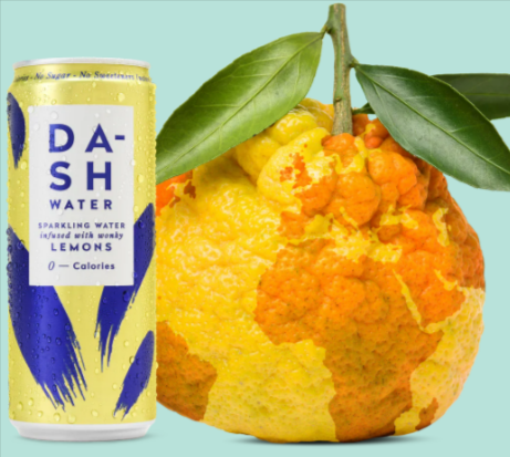 A lemon flavoured Dash Water and a lemon beside it