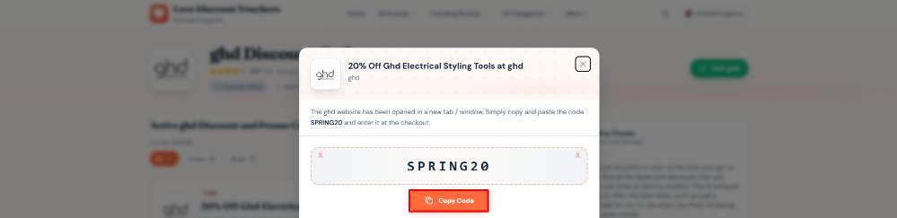A ghd code on Love Discount Vouchers