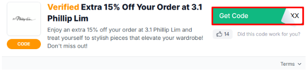 A red box to revealed a 3.1 Phillip Lim voucher code