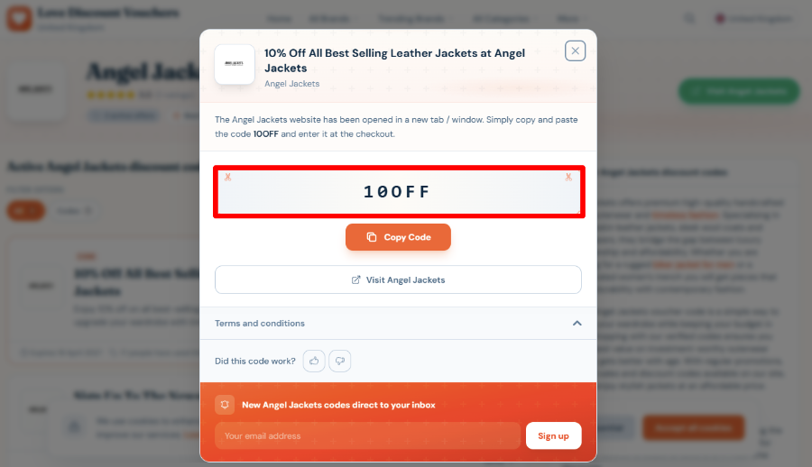 Copy your code and start shopping for your jackets