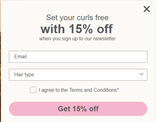 The Bouclème newsletter sign up page from their website.