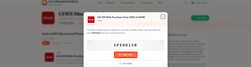 A discount code from CEWE on Love Discount Vouchers