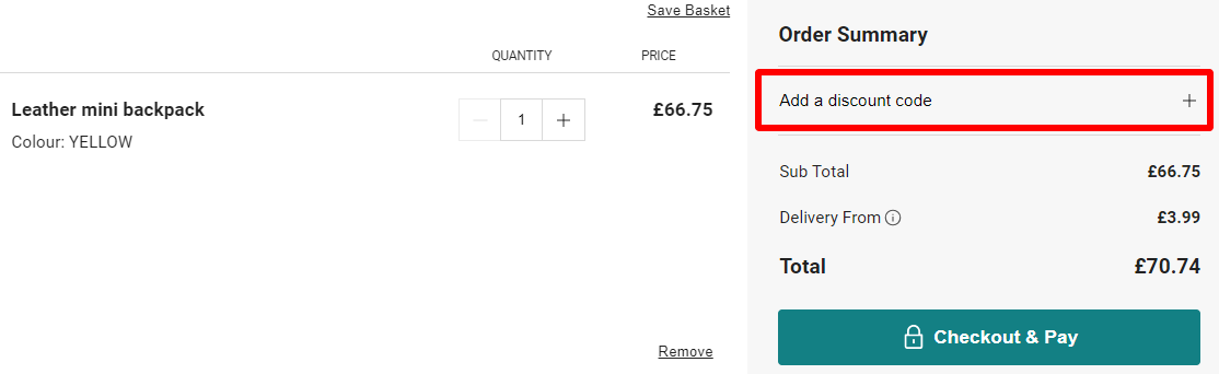 highlighted red box where customers can enter their Moshulu discount code