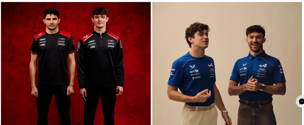Models wearing Castore performance sportswear including Formula 1 team polos and training apparel from the Castore motorsport collection.