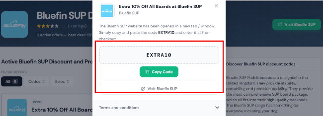 Bluefin SUP discount code UK revealed to be copied by online shoppers
