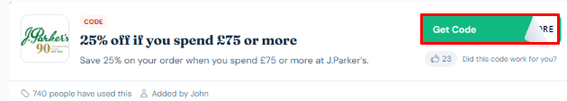 A red box will reveal a J.Parker’s voucher code