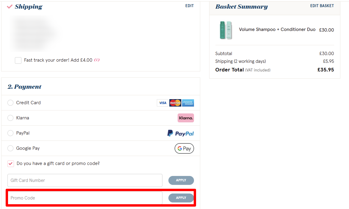 Paste your code in the red box to redeem your discount