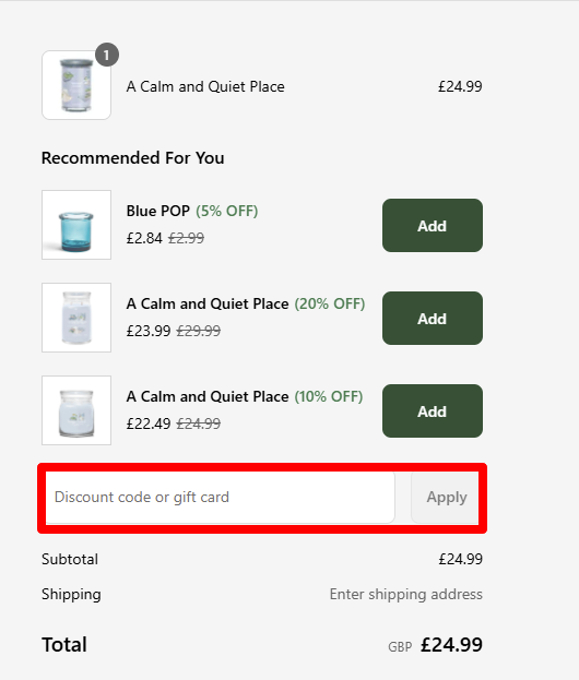 Paste your code in the red box shown below to get your discount