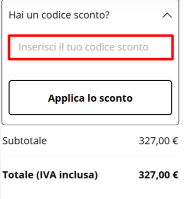 carrello del sito Kasanova in cui inserire un codice sconto Kasanova e risparmiare su prodotti per la casa