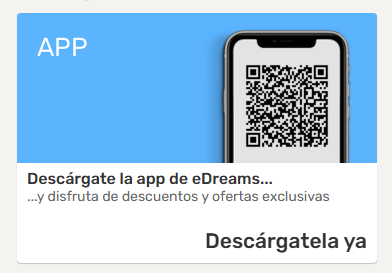 imagen de la web de eDreams de la app sobre fondo azúl