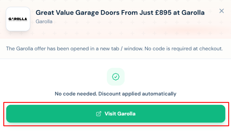 A Garolla offer with "Visit Garolla" in a red box