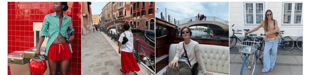 Stylish women in a four-panel collage wearing varied Cashmere In Love outfits