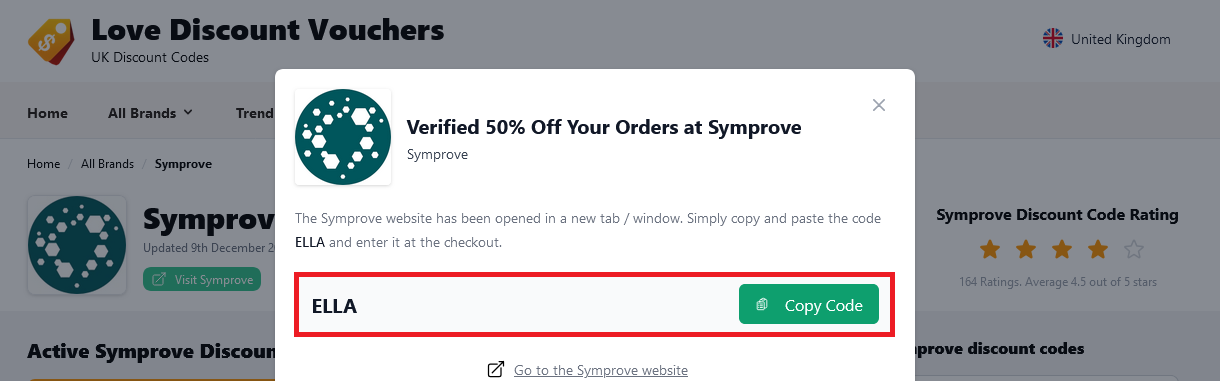 image showing the discountcode you should copy, bordered in red