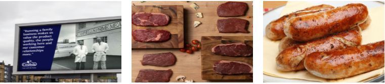 Campbells blog articles with pictures of meat next to a billboard