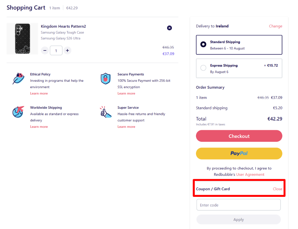 Paste your code in the red box to get your discount