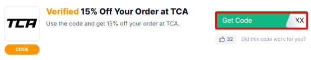 A red box to reveal a TCA voucher code