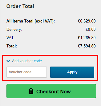 image showing the voucher code box