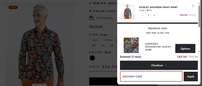 A box where you can add your Claudio Lugli discount code to redeem it