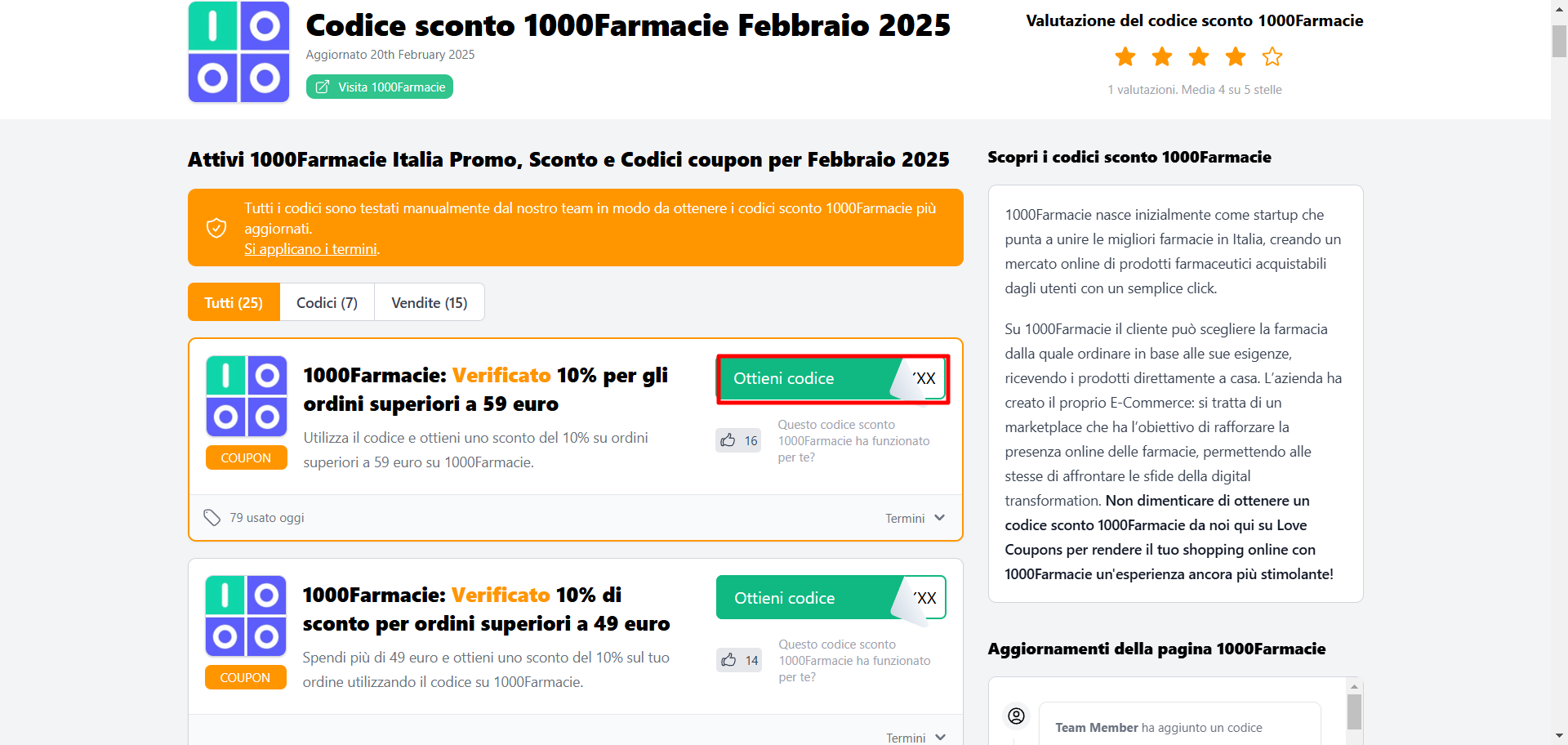 codice sconto 1000Farmacie da poter prelevare per risparmiare su tutti i tipi di prodotti parafarmaceutici
