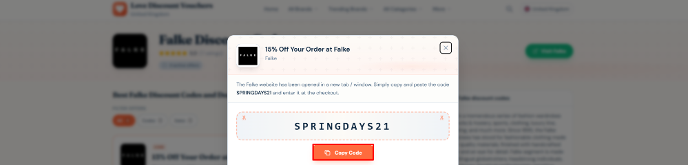 A Falke code on Love Discount Vouchers