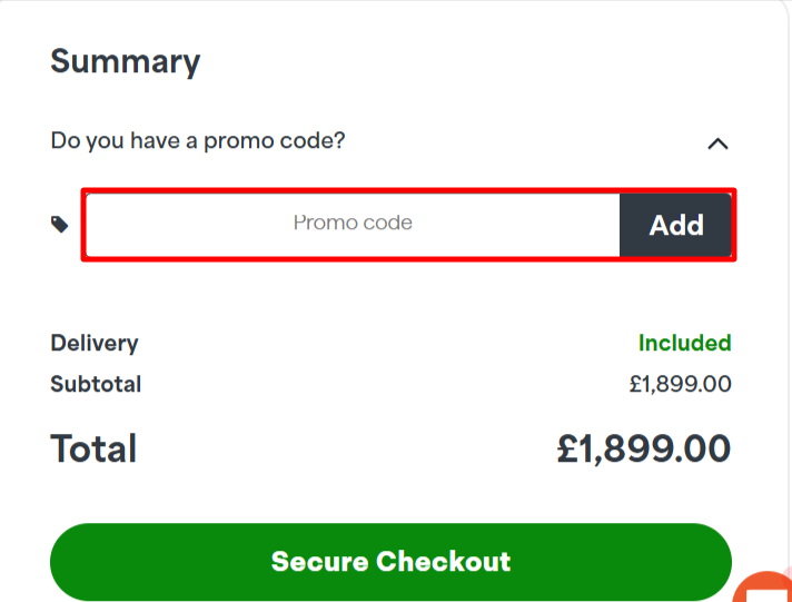 The checkout page showing where to apply your Aspire Store voucher code