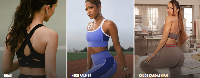 Fabletics bras and other activewear worn by keke palmer and khloe kardashian