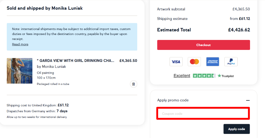 Paste your code in the red box to redeem your discount