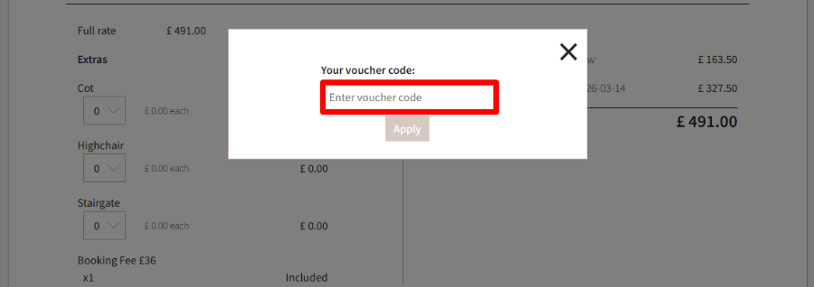 Enter your voucher code in the red box to redeem your discount